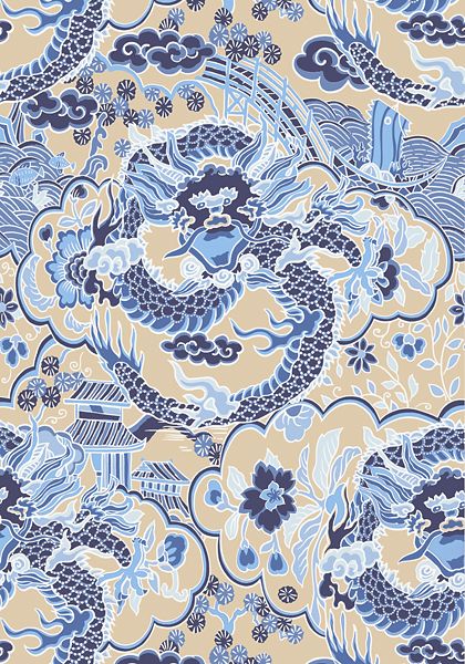新中式古典青龙图案地毯贴图-高端定制