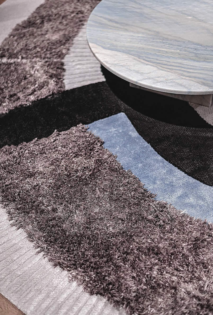 现代时尚简约长毛圆形地毯贴图