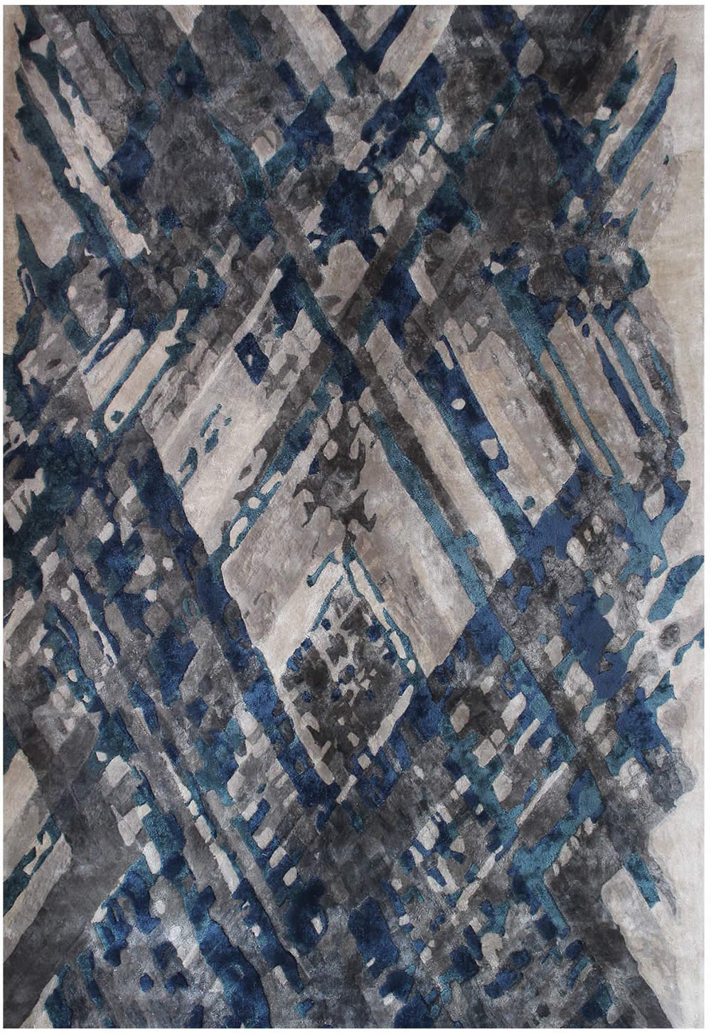 意式轻奢蓝灰色几何纹理加丝地毯贴图