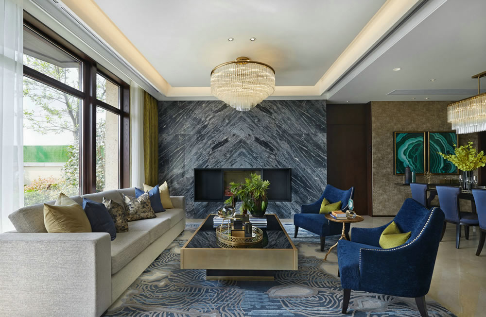 新中式风格客厅卧室地毯案例效果图