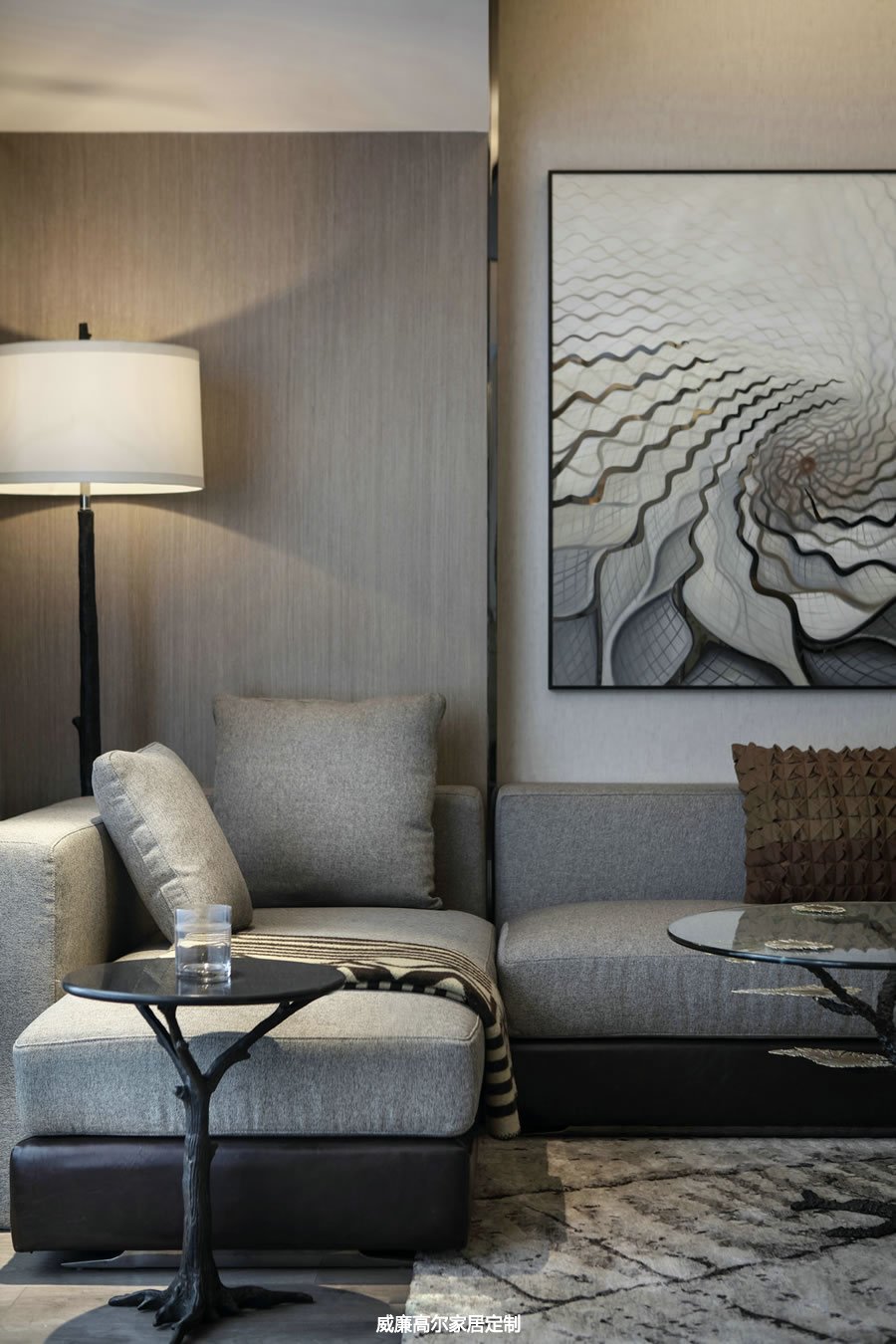 现代简约风格客厅沙发地毯案例效果图