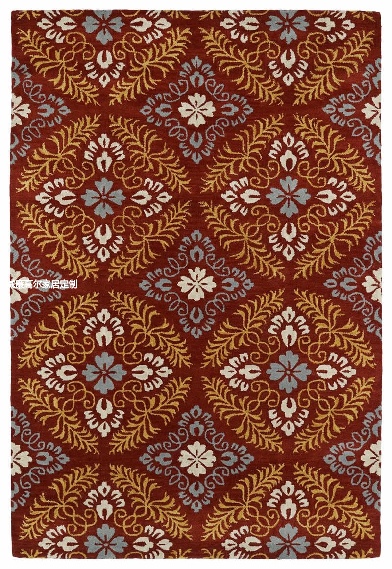 新古典风格红色花纹地毯贴图