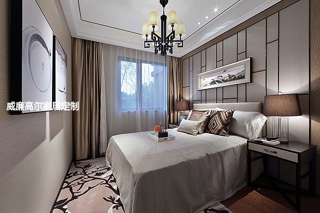 现代中式风格客厅书房卧室地毯案例效果图