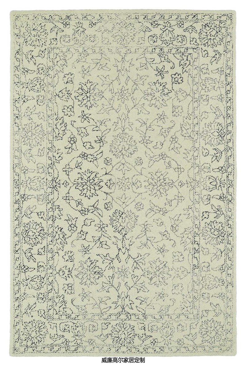 新中式风格灰白色花纹地毯贴图