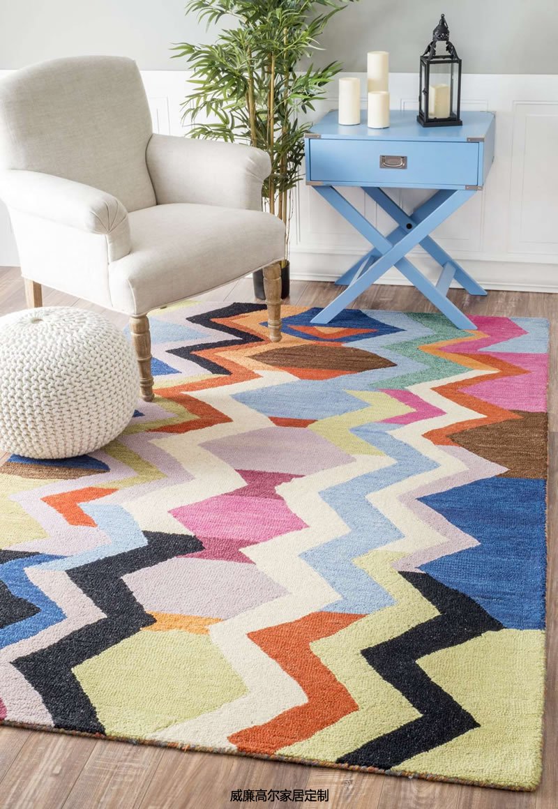 北欧风格彩色几何图案地毯贴图