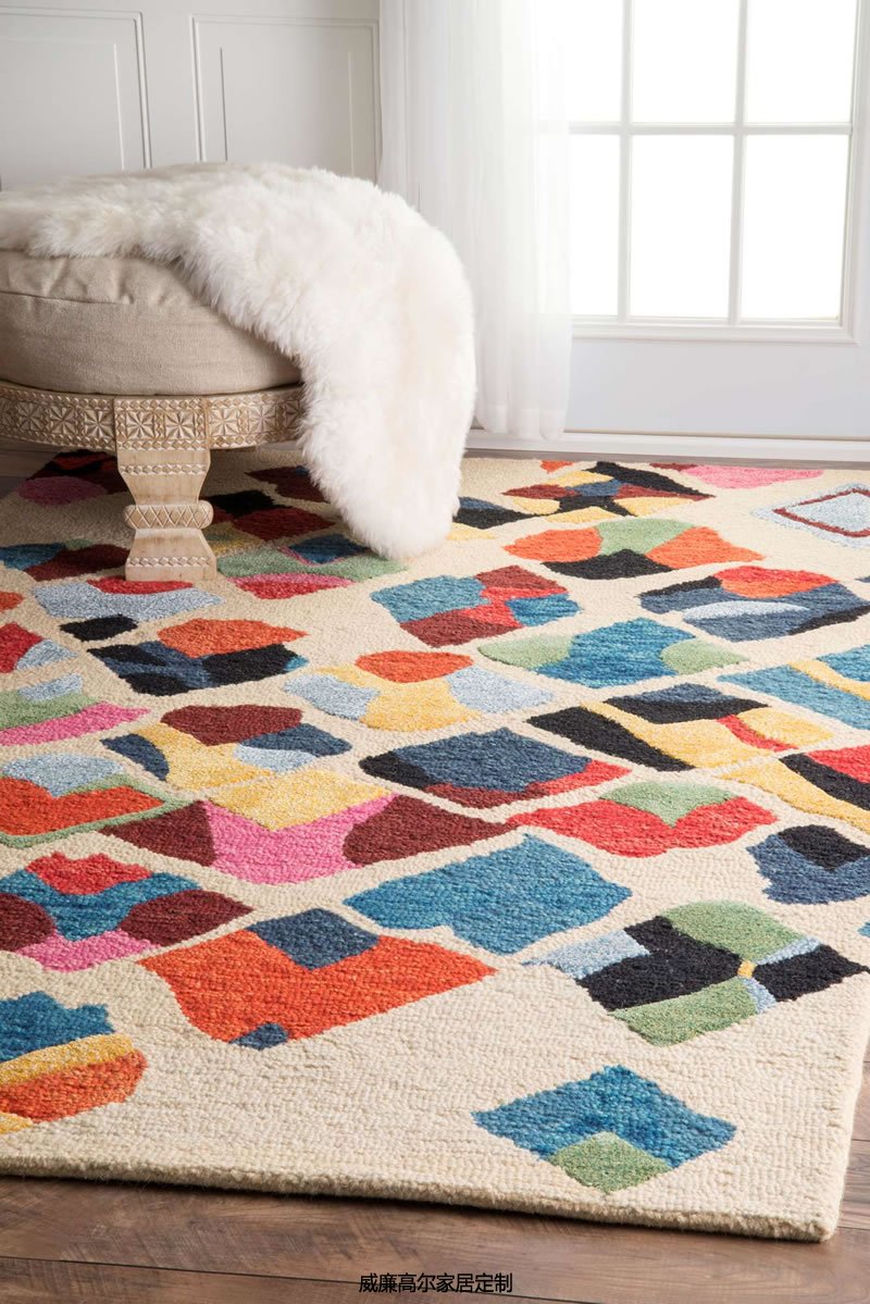 北欧风格几何拼色地毯贴图