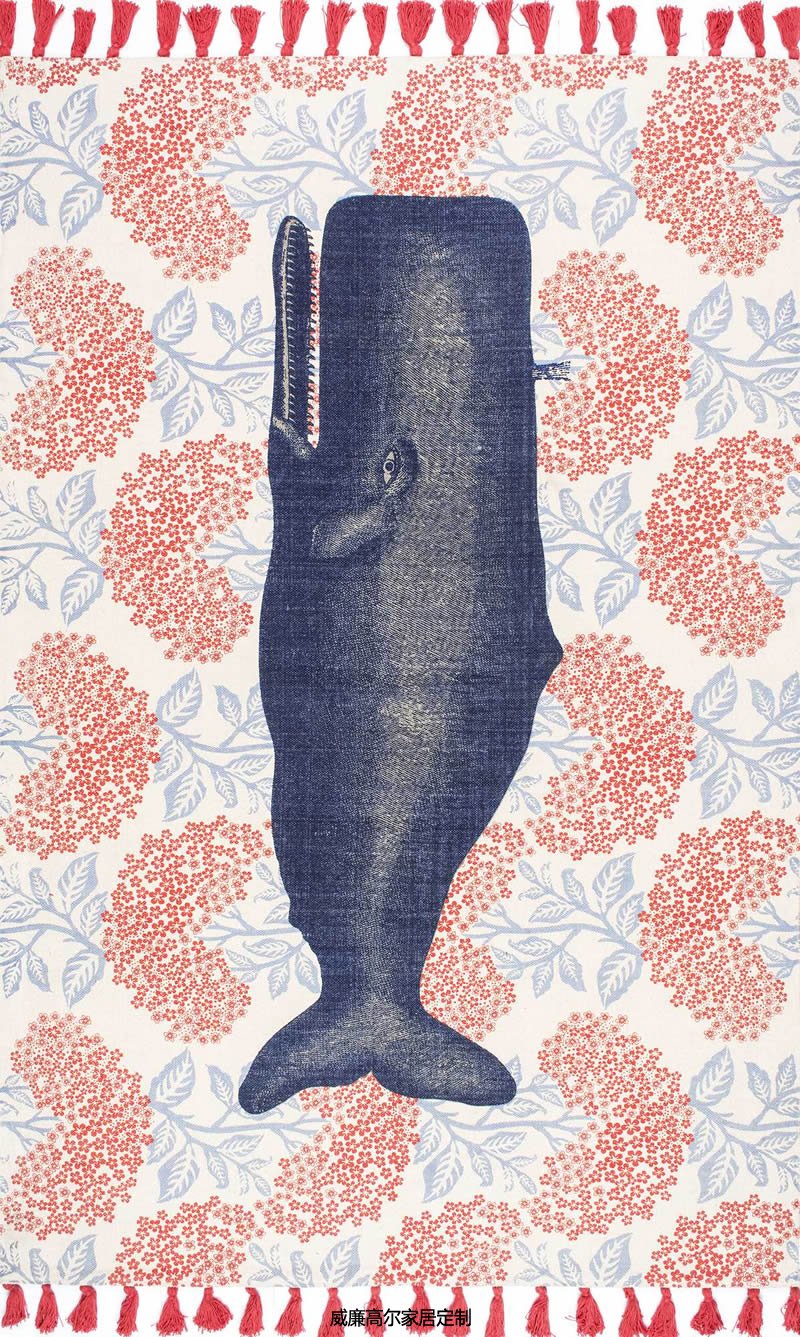 北欧风格鲸鱼图案花纹地毯贴图