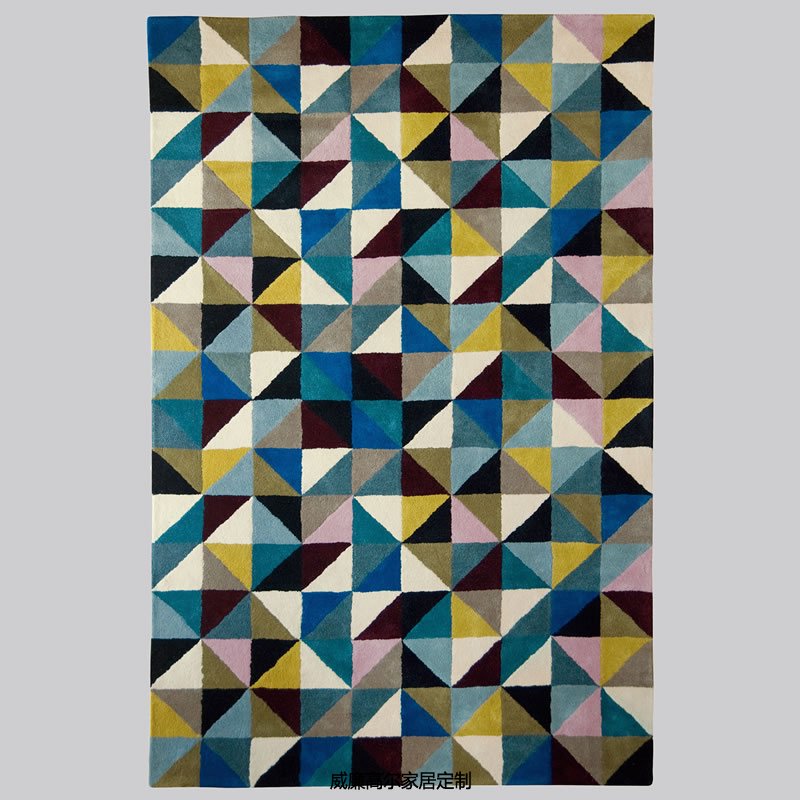 北欧风格三角几何拼色地毯贴图