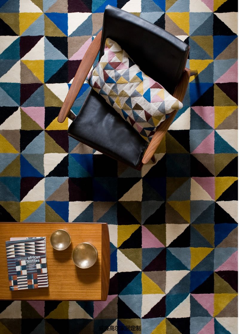 北欧风格三角几何拼色地毯贴图