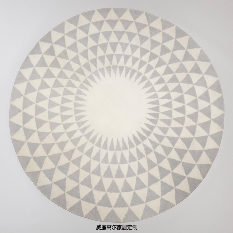 北欧风格圆形白色几何图形地毯贴图