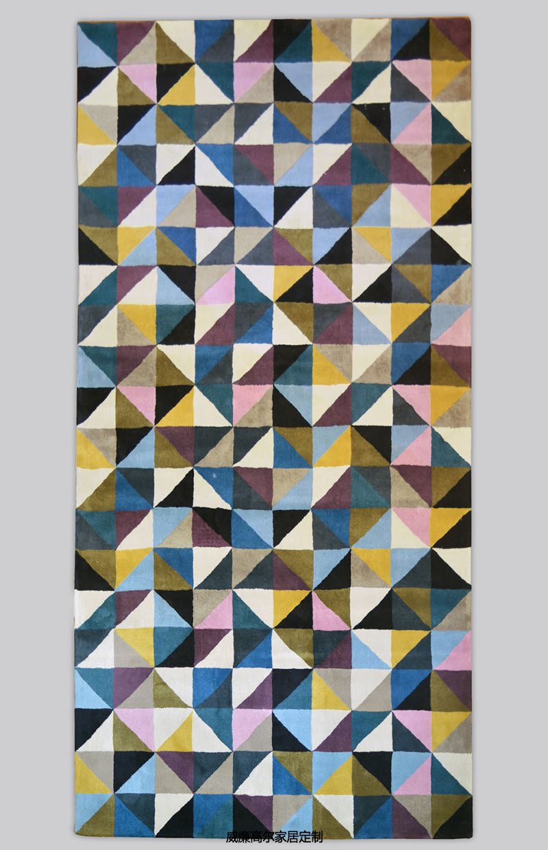北欧风格三角几何图形拼色地毯贴图