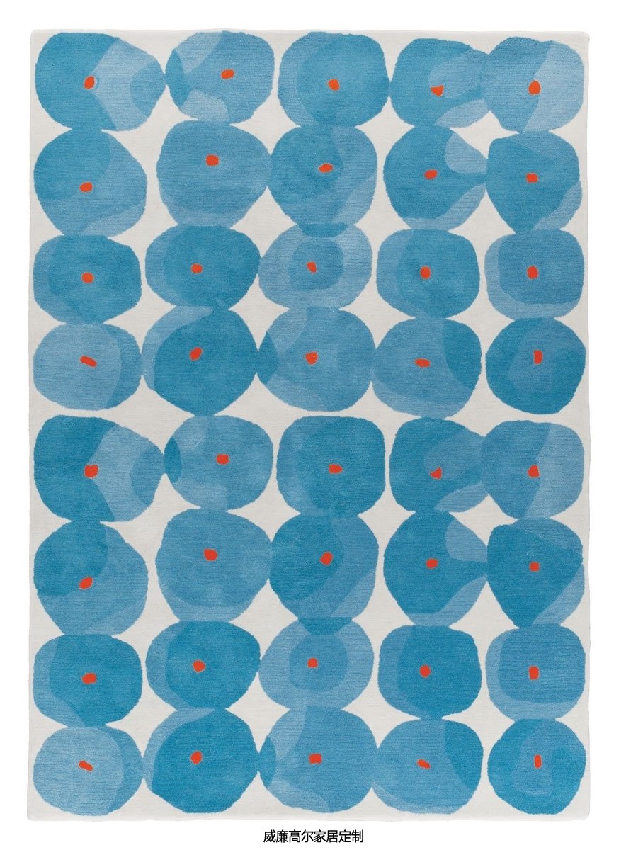 简欧风格蓝色圆圈图案地毯贴图