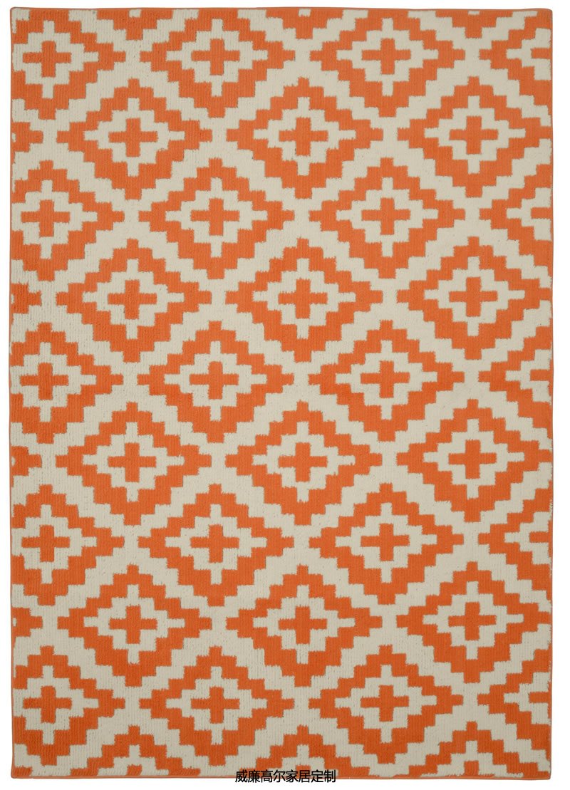 北欧风格灰橙色几何团地毯贴图