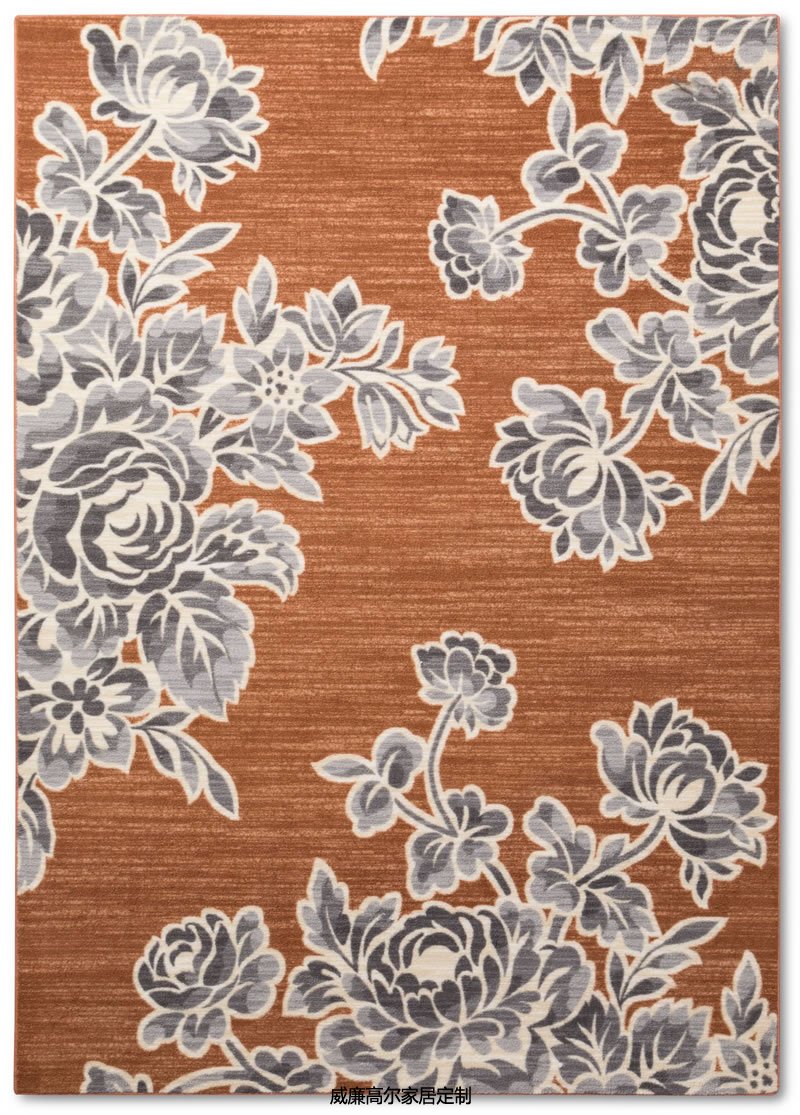 中式风格牡丹花图案地毯贴图