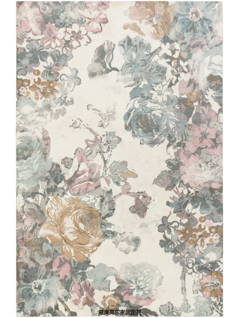 简欧风格玫瑰植物图案地毯贴图