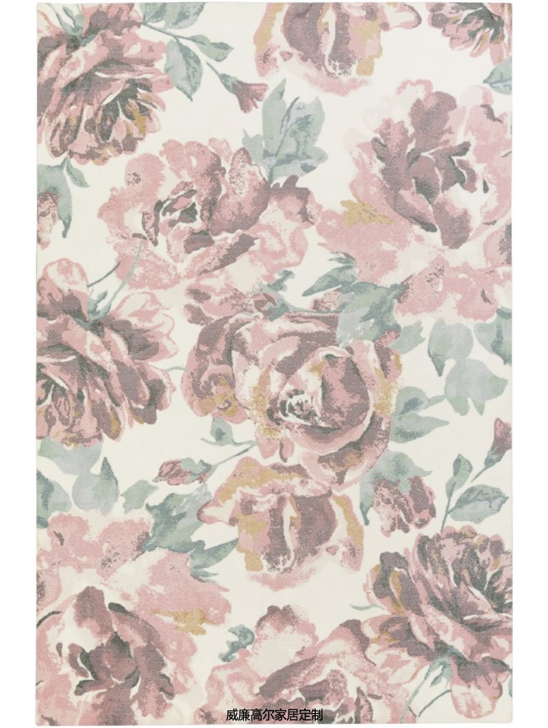 简欧风格浅色花朵图案地毯贴图