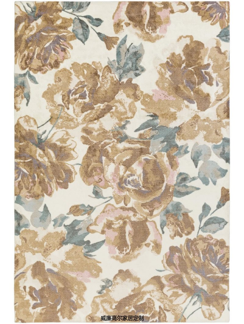 简欧风格棕色花朵图案地毯贴图
