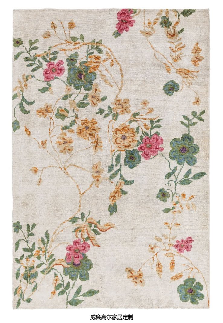 简欧风格浅色花卉图案地毯贴图