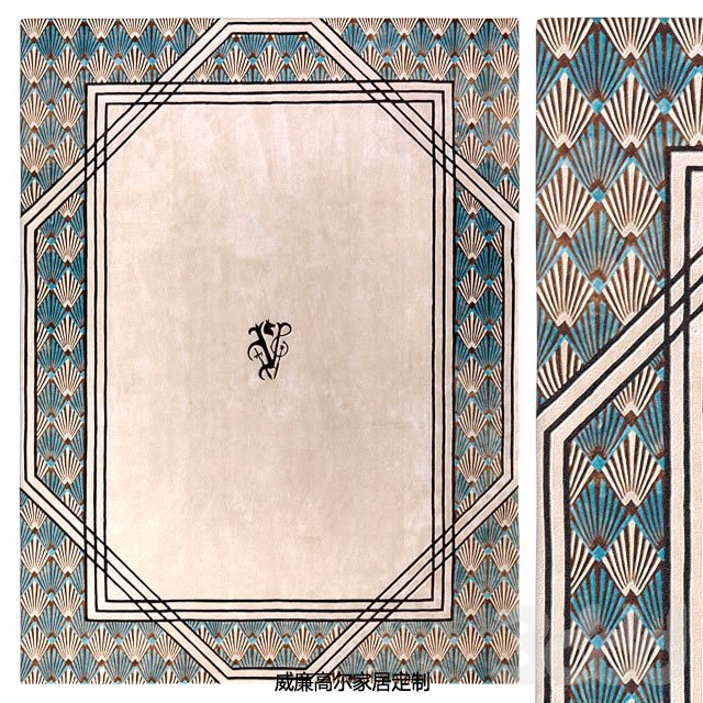 美式风格客厅几何图案地毯贴图