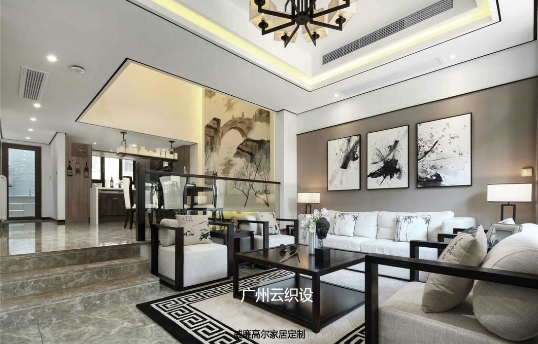 新中式风格客厅沙发地毯