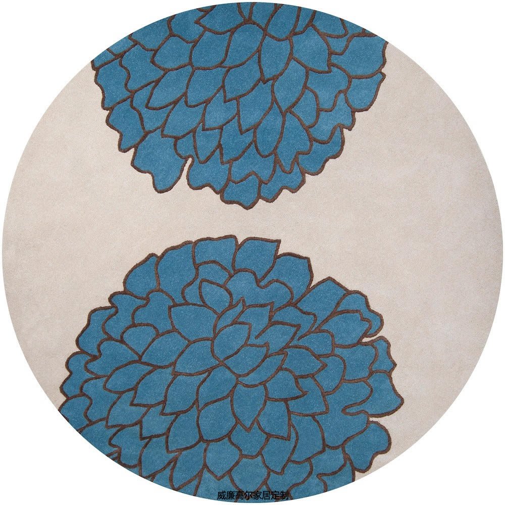 新中式风格圆形花图案地毯贴图