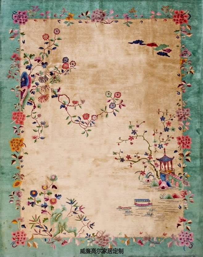 新中式古典小碎花图案地毯贴图