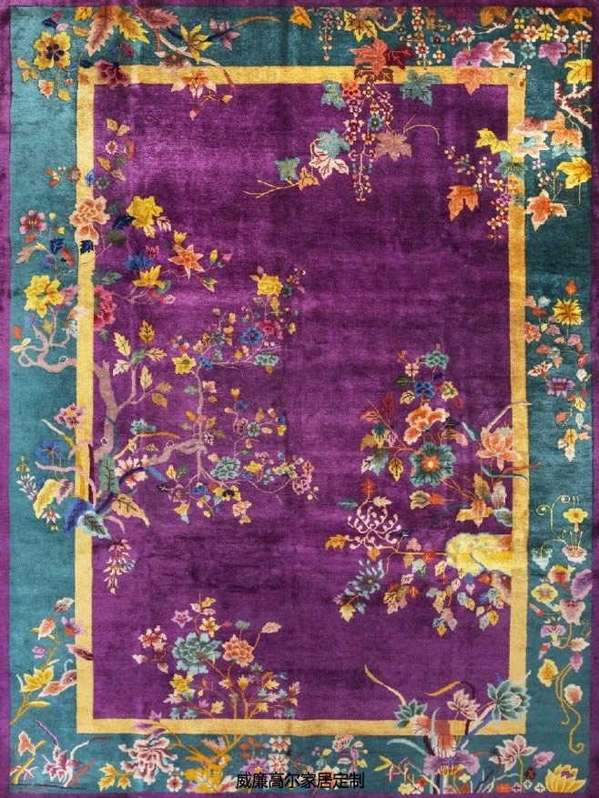 新中式古典紫色花纹图案地毯贴图