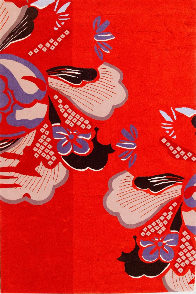 新中式风格红色花纹图案地毯贴图