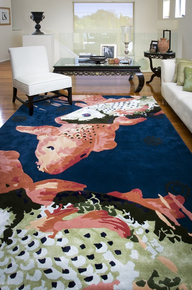 新中式鲤鱼图案地毯贴图