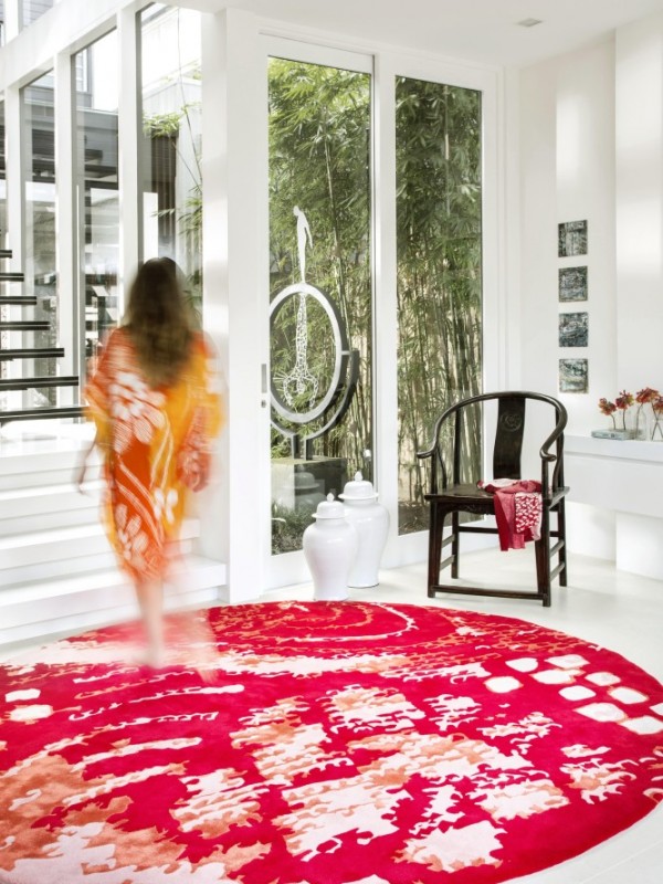 新中式风格圆形红色地毯贴图