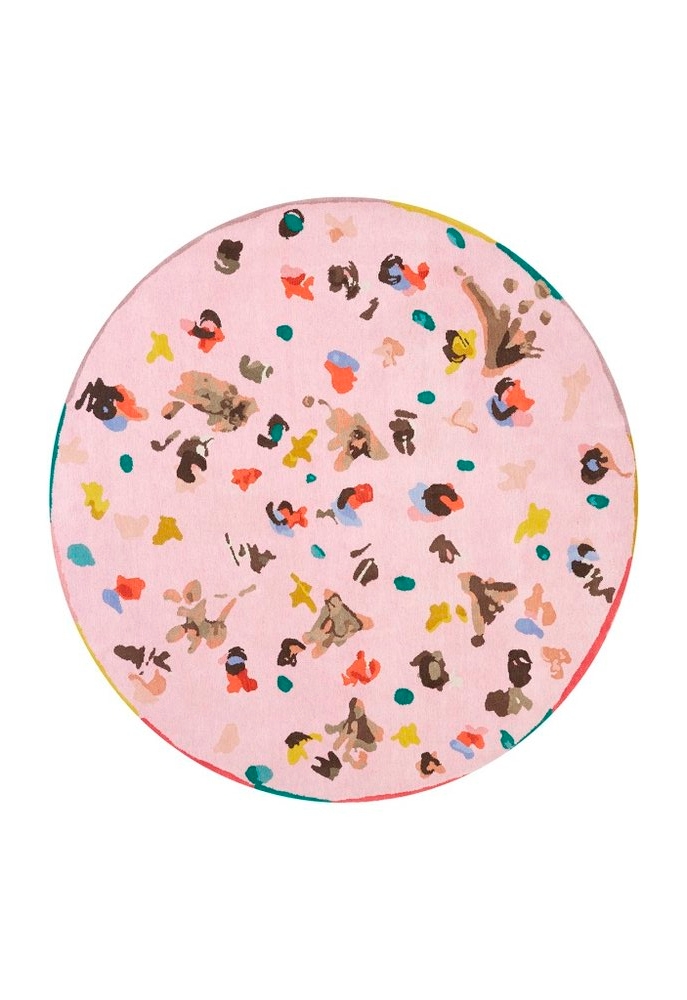现代风格粉色儿童圆形地毯贴图