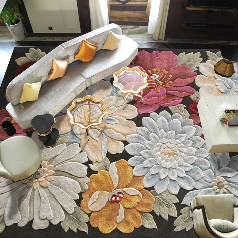 新中式风格各种花朵图案地毯贴图