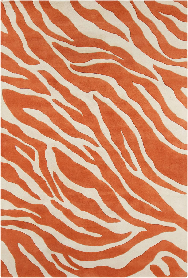 现代风格橘色虎纹图案地毯贴图