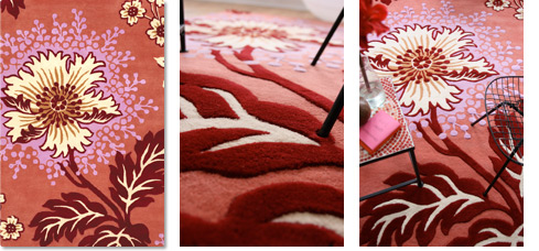 现代风格红色大花朵图案地毯贴图