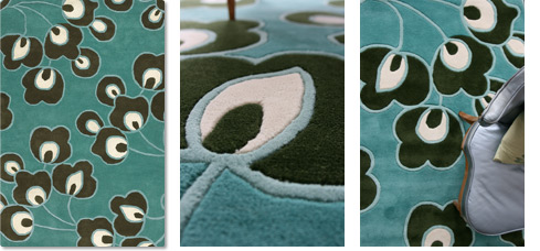 现代风格青色植物图案地毯贴图