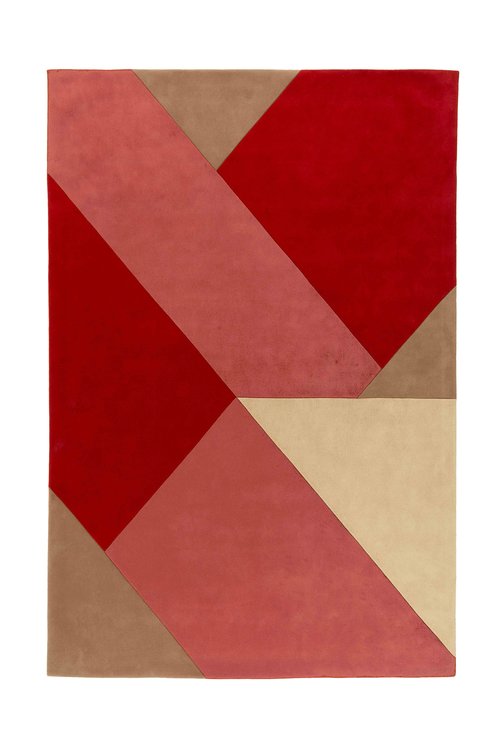 现代简约几何红色拼色图案地毯贴图