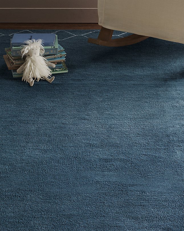 现代风格蓝色素色卧室地毯贴图