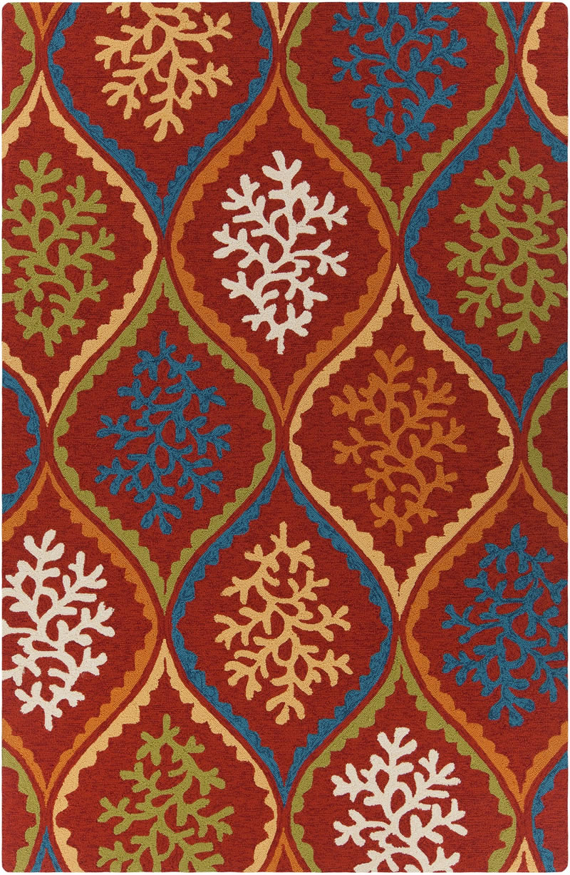 现代风格红色珊瑚图案地毯贴图