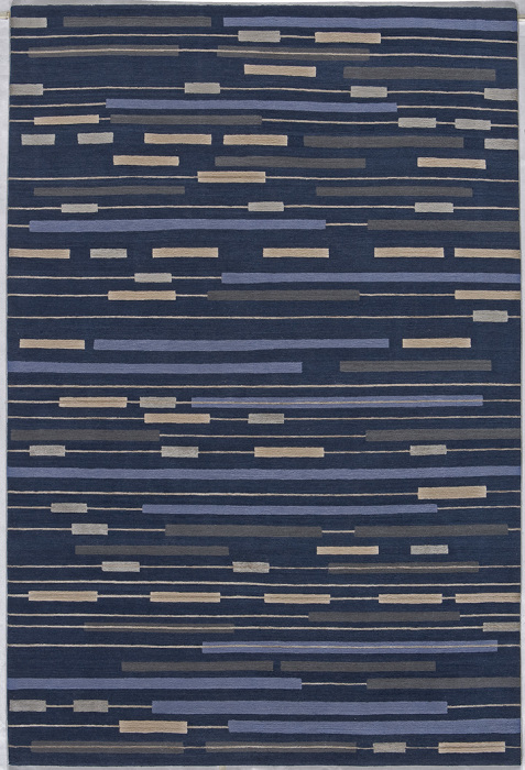 现代风格蓝色几何条纹图案地毯贴图