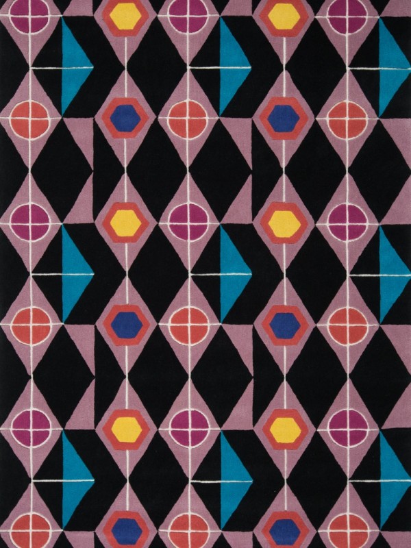 现代简约黑粉色几何图案地毯贴图