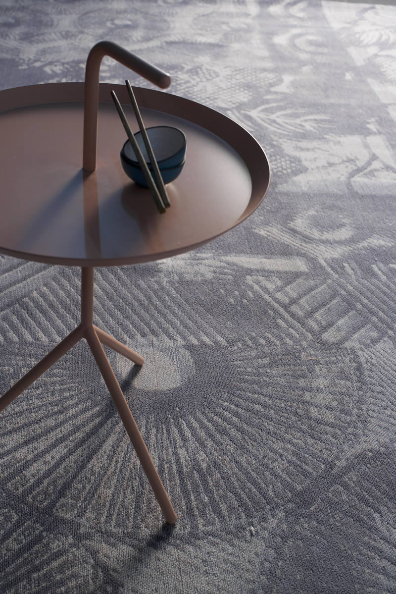 现代风格灰墨色植物图案地毯贴图