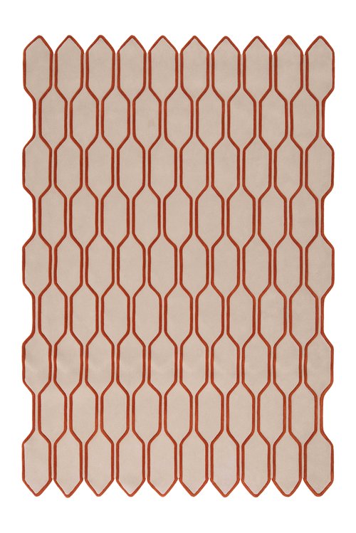 现代风格简单橙红色几何图案地毯贴图