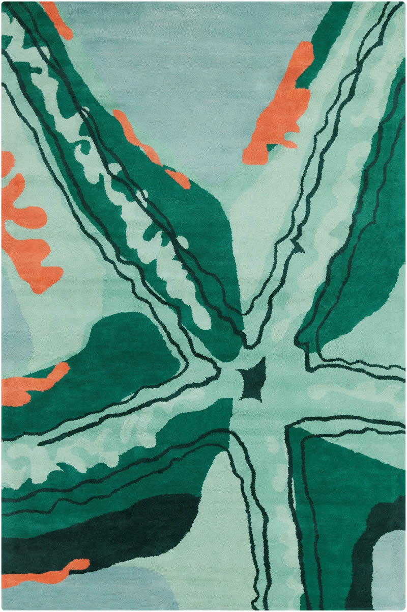 现代简约绿色海藻图案地毯贴图