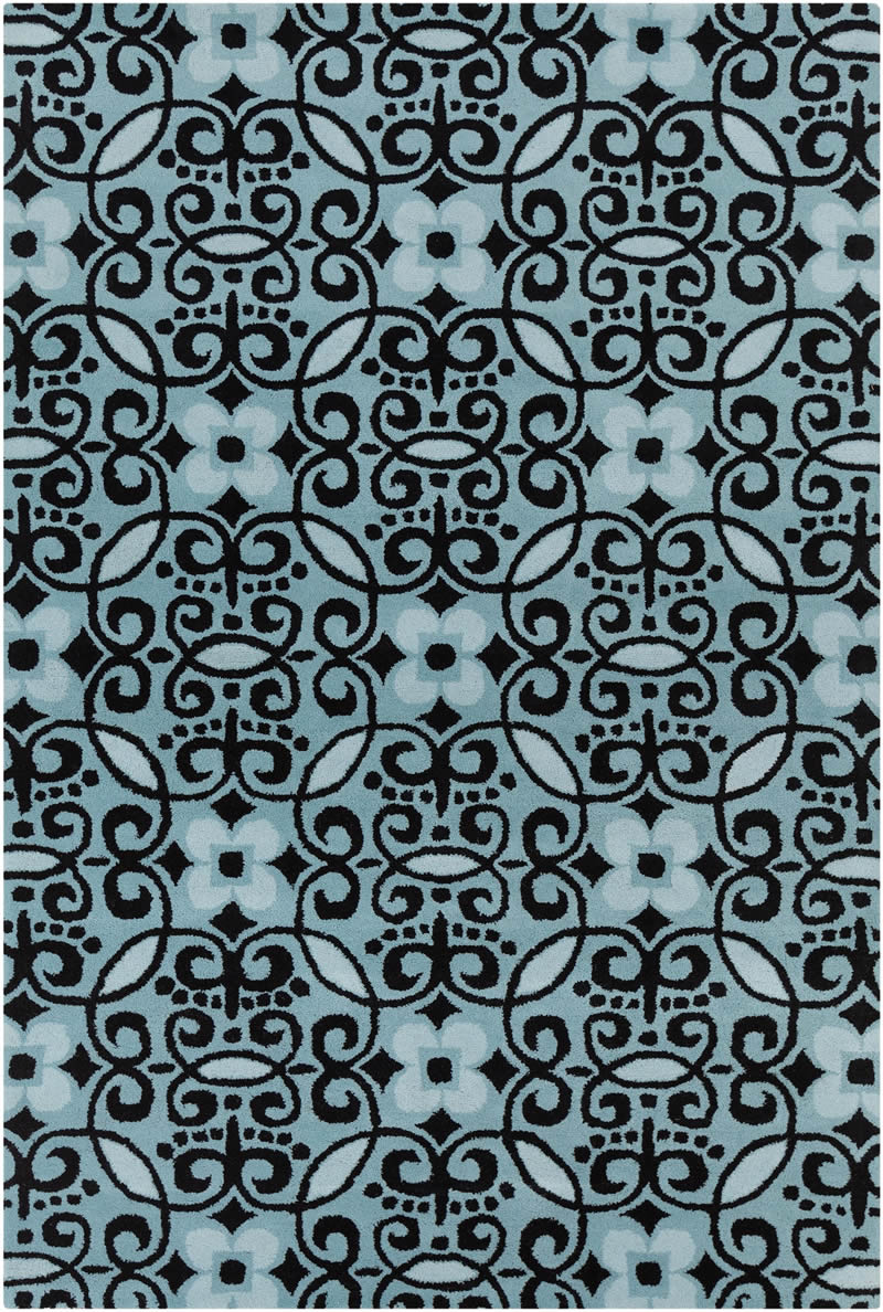 新中式蓝黑色花纹地毯贴图
