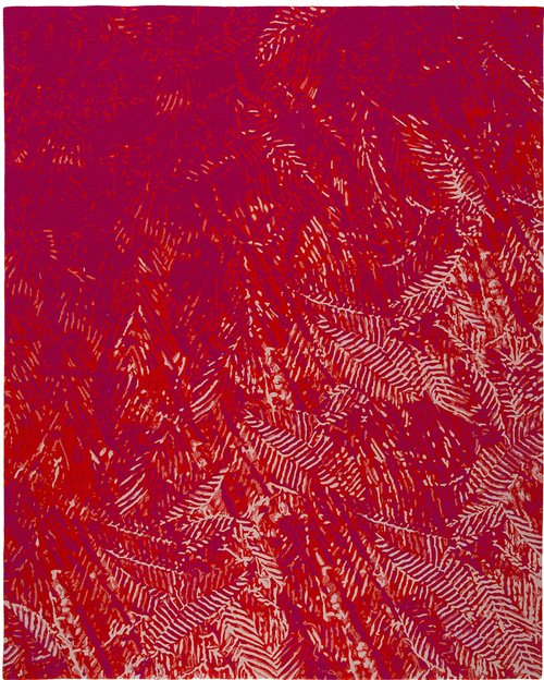 现代风格红色植物叶子图案地毯贴图
