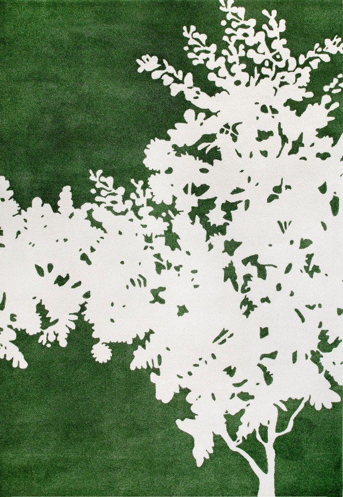 现代简约绿色白色树图案地毯贴图