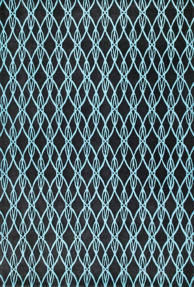 现代风格青黑色几何网状图案地毯贴图