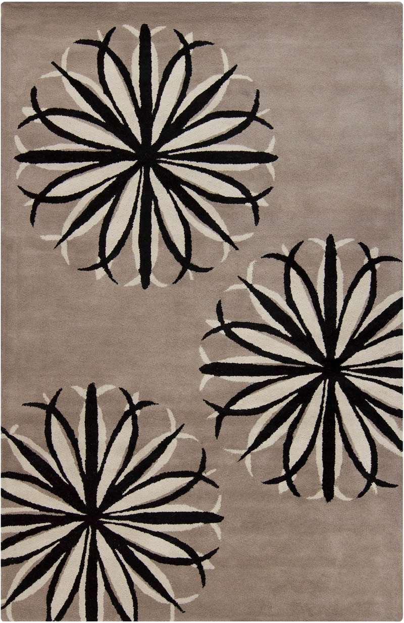 现代风格灰色黑白色花纹图案地毯贴图