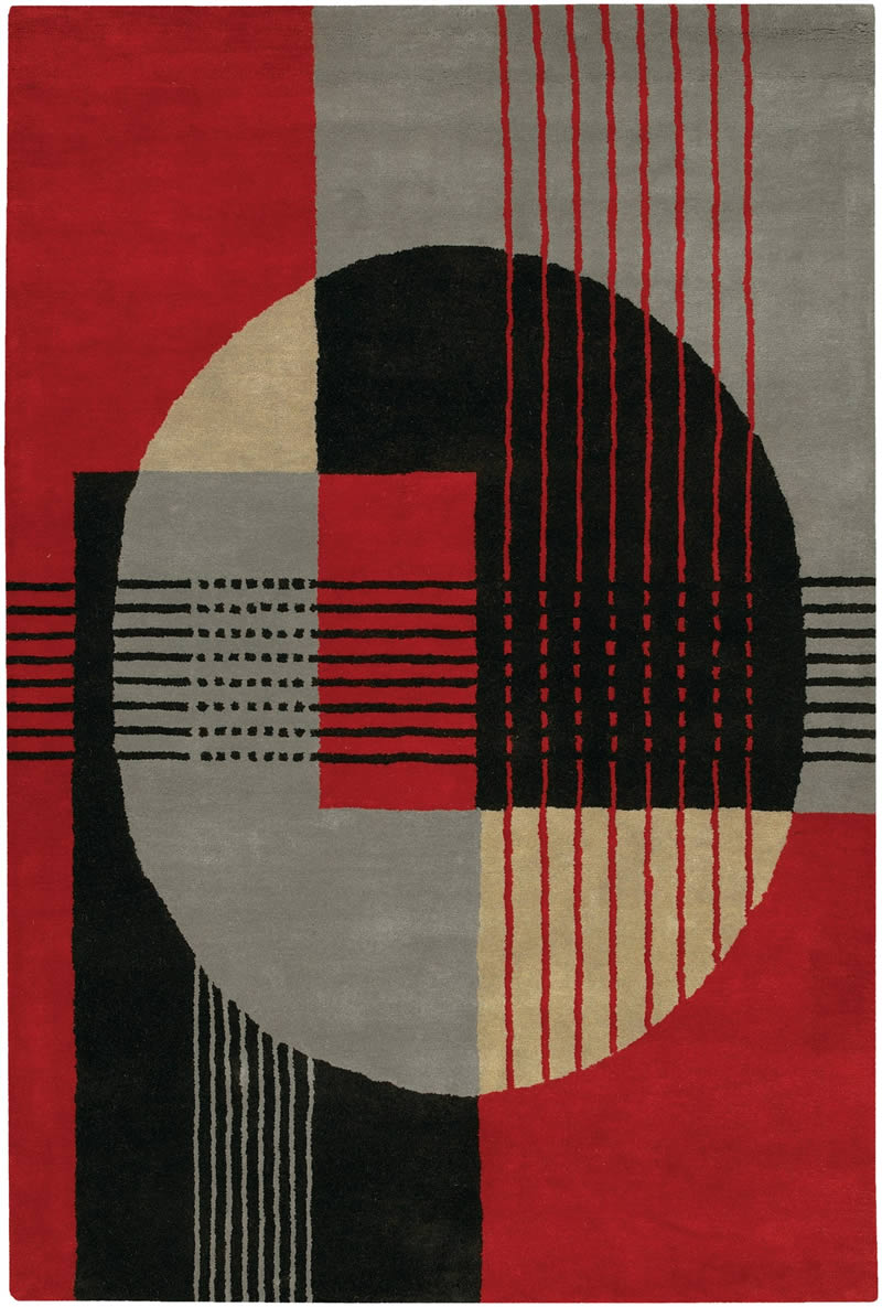 现代风格红黑灰色几何图案地毯贴图