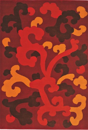 新中式红色简单花纹图案地毯贴图